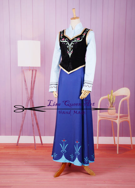 Costume Cosplay Adult birthday outfit Frozen Anna dress Anna Embroidered