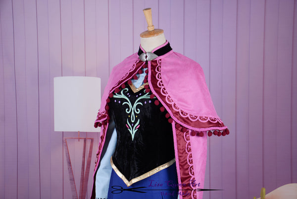 Costume Cosplay Adult birthday outfit Frozen Anna dress Anna Embroidered