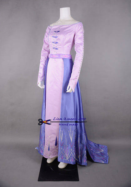 Frozen Elsa Embroidered violet Costume Frozen Elsa Queen Cosplay Costume Adult