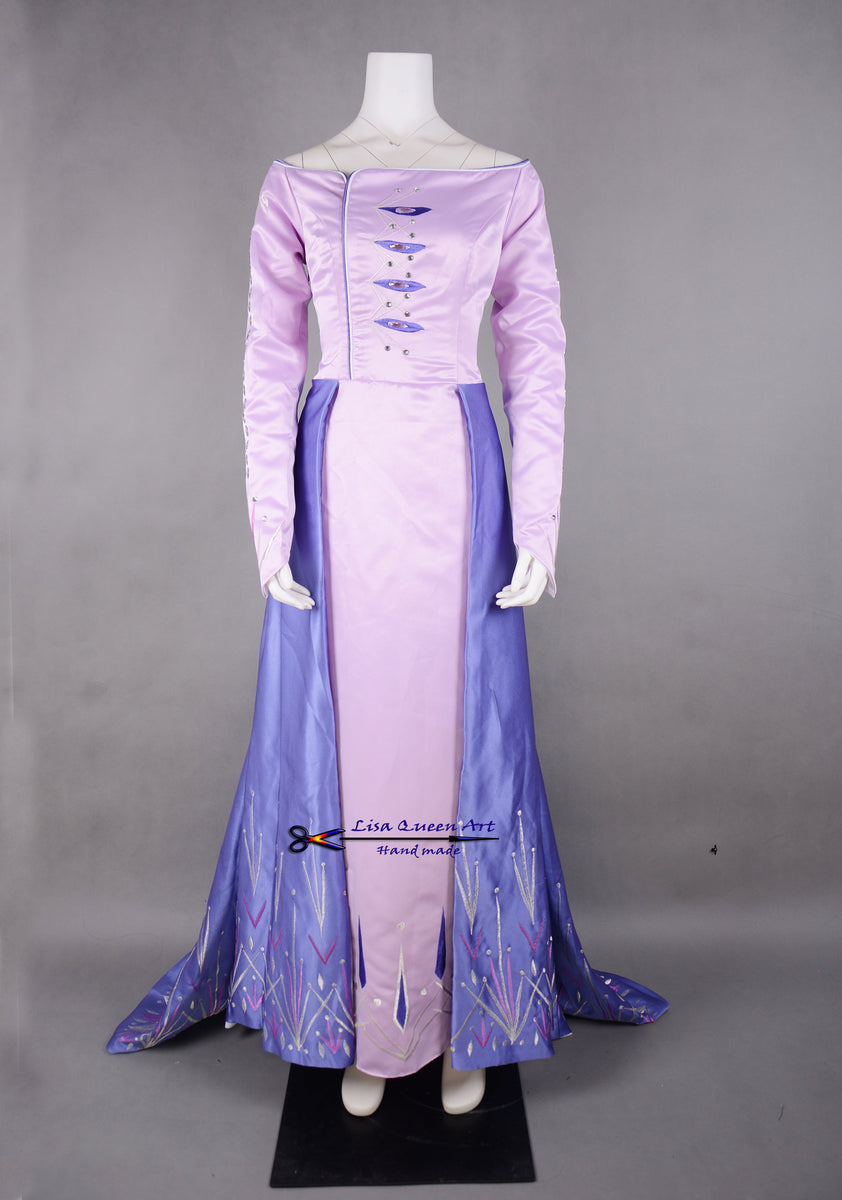 Frozen Elsa Embroidered violet Costume Frozen Elsa Queen Cosplay Costu ...