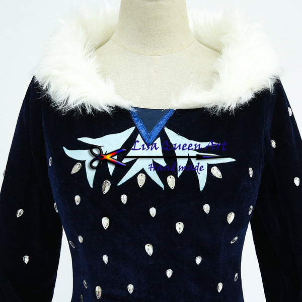 Frozen Elsa Cosplay Velvet Costume Custom Made Size Frozen Elsa Queen Cosplay Costume Adult