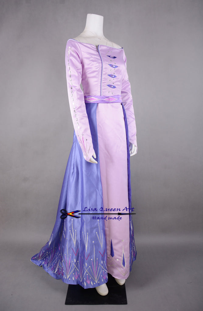 Elsa Wiolet Frozen Elsa Embroidered violet Costume Frozen Elsa Queen Cosplay Costu ...