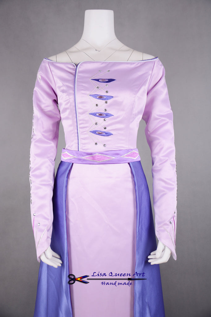 Elsa Wiolet Frozen Elsa Embroidered violet Costume Frozen Elsa Queen Cosplay Costu ...