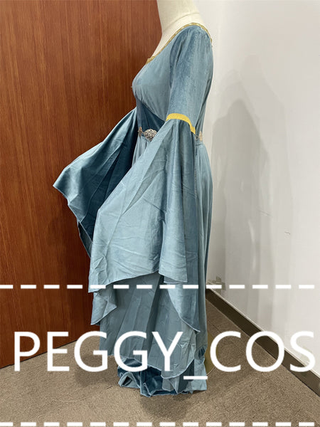 Galadriel Cosplay Dress The Lord of the Rings Cosplay Costume Galadriel Cosplay Cloak Blue Fairy Queen Cosplay Lady Halloween Cosplay