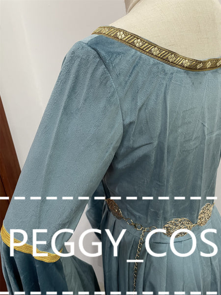 Galadriel Cosplay Dress The Lord of the Rings Cosplay Costume Galadriel Cosplay Cloak Blue Fairy Queen Cosplay Lady Halloween Cosplay