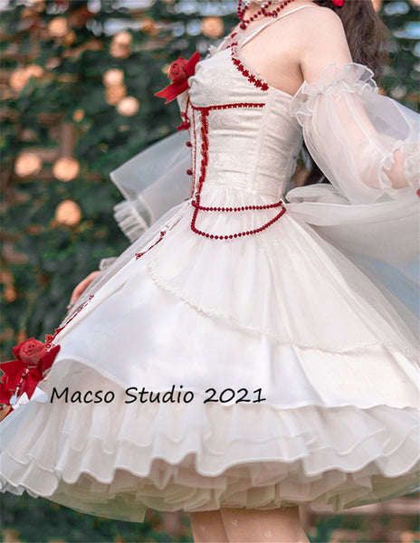 Gorgeous White Lolita Prom Dress Vintage flower lolita Dress Prom Dress Graduation Dress Birthday Gown Adult Ceremony Dress Prom Party Dress