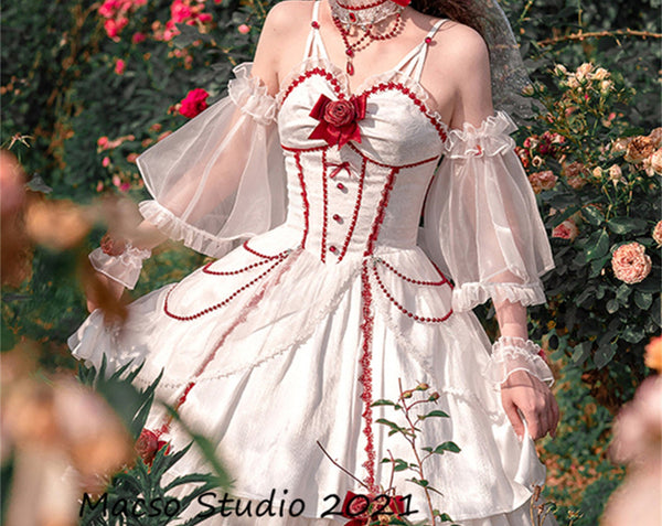 Gorgeous White Lolita Prom Dress Vintage flower lolita Dress Prom Dress Graduation Dress Birthday Gown Adult Ceremony Dress Prom Party Dress