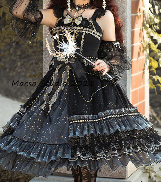 Gorgeous star Gothic black Lolita short dress Vintage lolita Dress Graduation Prom Dress Birthday Gown Adult Ceremony Dress Prom Party Dress
