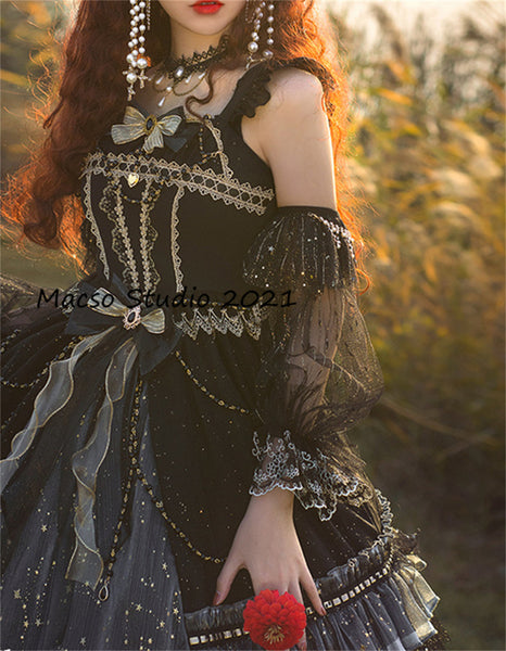 Gorgeous star Gothic black Lolita short dress Vintage lolita Dress Graduation Prom Dress Birthday Gown Adult Ceremony Dress Prom Party Dress