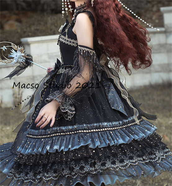 Gorgeous star Gothic black Lolita short dress Vintage lolita Dress Graduation Prom Dress Birthday Gown Adult Ceremony Dress Prom Party Dress