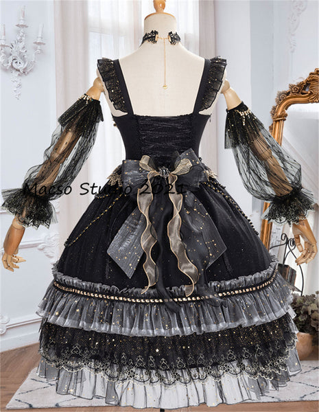 Gorgeous star Gothic black Lolita short dress Vintage lolita Dress Graduation Prom Dress Birthday Gown Adult Ceremony Dress Prom Party Dress