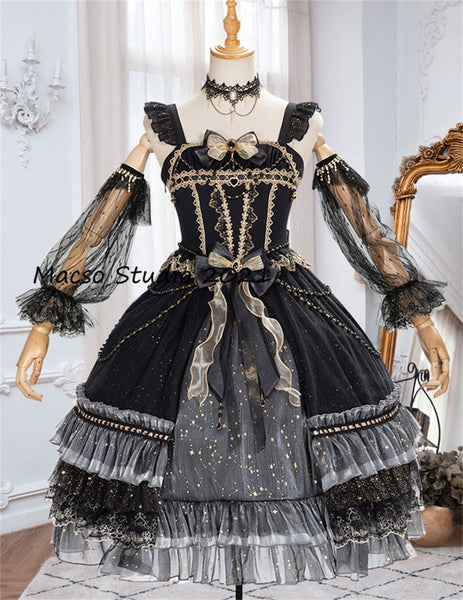 Gorgeous star Gothic black Lolita short dress Vintage lolita Dress Graduation Prom Dress Birthday Gown Adult Ceremony Dress Prom Party Dress