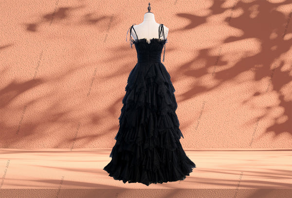 CUSTOM Gothic black Spaghetti Strap gown Prom Dress Women Wedding Dress Evening Prom Party Dress Graduation Dress Birthday Gown