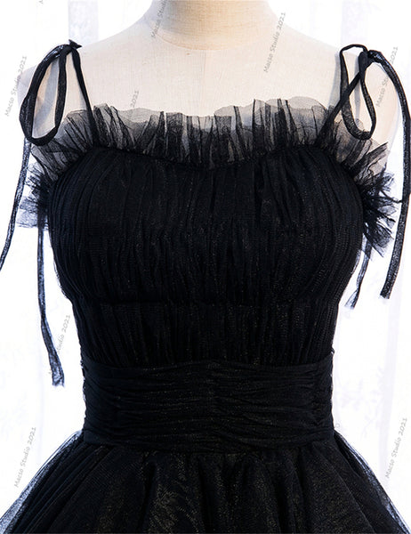 CUSTOM Gothic black Spaghetti Strap gown Prom Dress Women Wedding Dress Evening Prom Party Dress Graduation Dress Birthday Gown