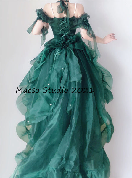 Green dress Lolita Prom Dress Vintage flower lolita Dress Prom Dress Graduation Dress Birthday Gown Adult Ceremony Dress Prom Party Dress