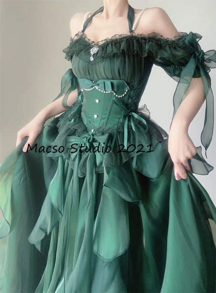 Green dress Lolita Prom Dress Vintage flower lolita Dress Prom Dress Graduation Dress Birthday Gown Adult Ceremony Dress Prom Party Dress