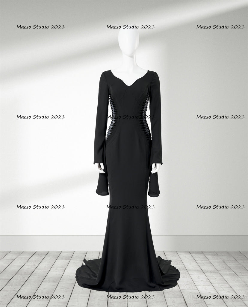 morticia addams black dress Halloween Gothic Women Black Dress Morticia Addams Cosplay Dress Handm – Mermaidcosplay