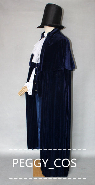 Halloween Vampire Cosplay Cloak Gothic Cosplay Cape Made Of Fleece Dark Blue Cape And Black Cape With Top Hat Clothing Accessories