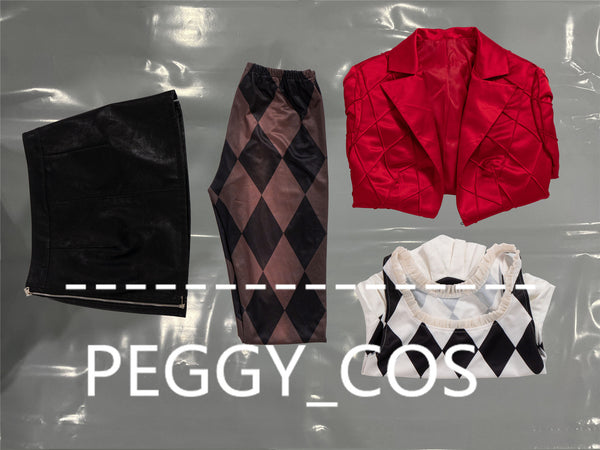 Harley Quinn Cosplay Costume Set Red Cosplay Coat Halloween Women Cosplay Costume Harley Quinn Cosplay Custom Size