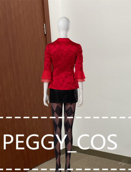 Harley Quinn Cosplay Costume Set Red Cosplay Coat Halloween Women Cosplay Costume Harley Quinn Cosplay Custom Size