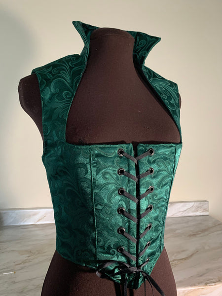 Hunter Green Brocade Renaissance costume