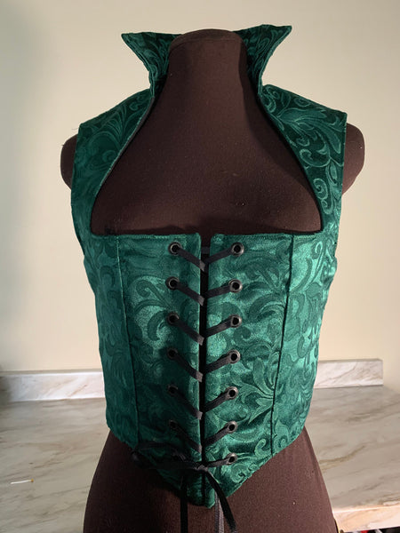 Hunter Green Brocade Renaissance costume