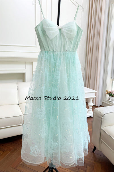 Light champagne Mint green short prom dress star sequins lovely dress daily dress Party Birthday Dress women lolita Dress Bridesmaid Dress