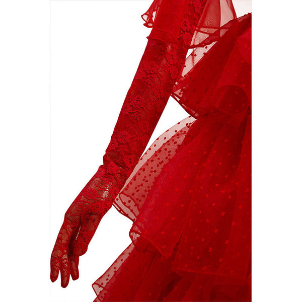 Cosplay Costume Lydia Red Wedding Dress Movie Beetlejuice Lydia Deetz