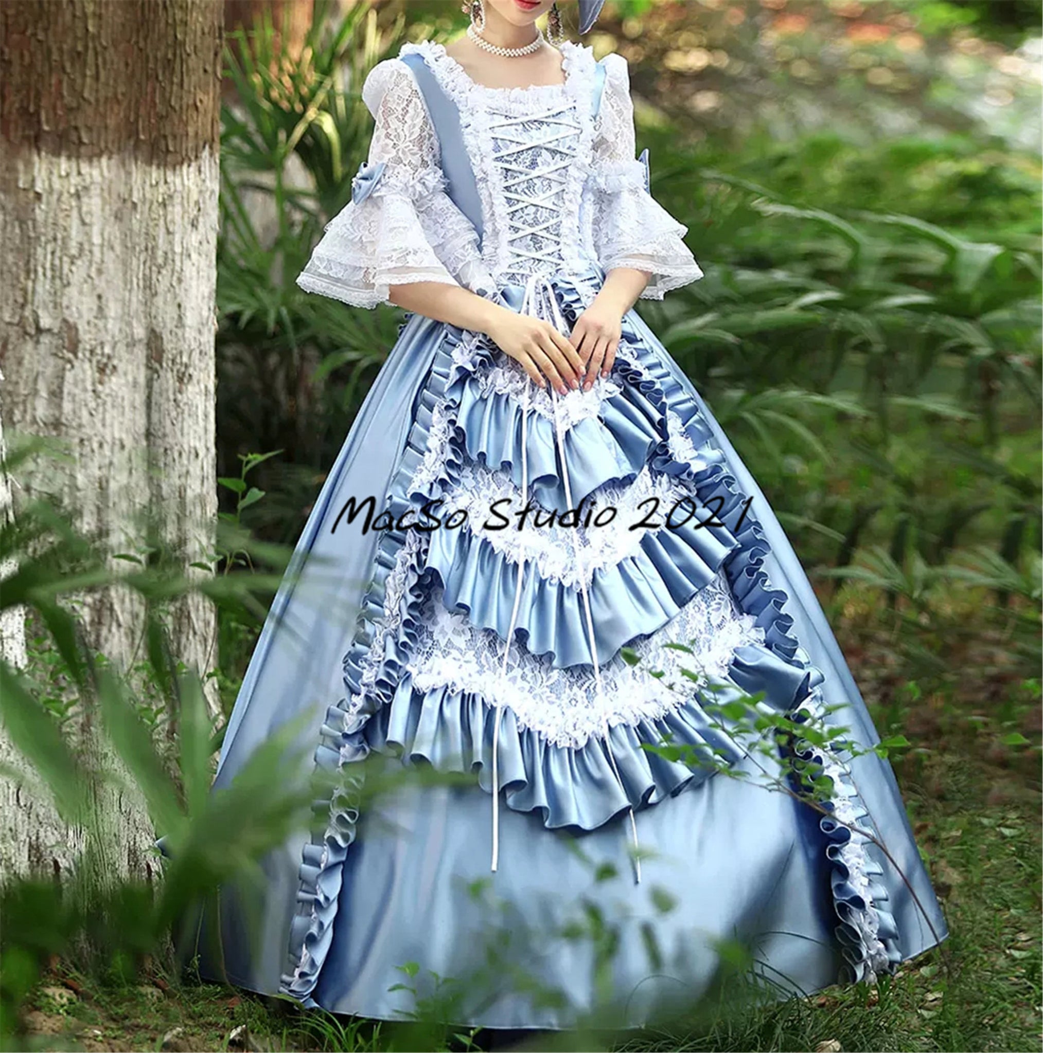Medieval costume dress Blue 18th Century dress Court Gown STYLE prince Mermaidcosplay Medieval costume dress Blue 18th Century dress Court Gown STYLE prince Mermaidcosplay