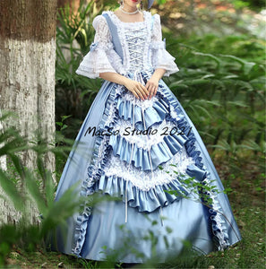Medieval costume dress Blue 18th Century dress Court Gown STYLE prince Mermaidcosplay Medieval costume dress Blue 18th Century dress Court Gown STYLE prince Mermaidcosplay