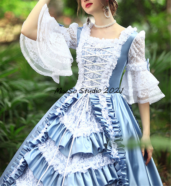 Medieval costume dress Blue 18th Century dress Court Gown STYLE princess dress women Baroque Cosplay Dress Girl Halloween costume