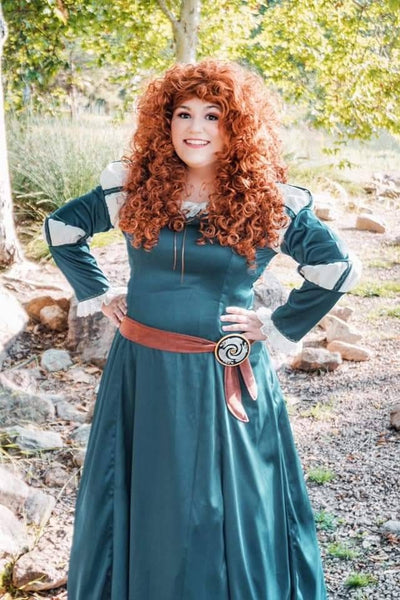 Cosplay Merida Brave dress adult cloack brooch costume princess inspired
