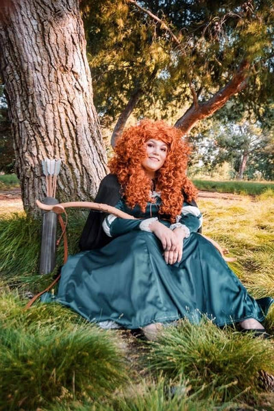 Cosplay Merida Brave dress adult cloack brooch costume princess inspired