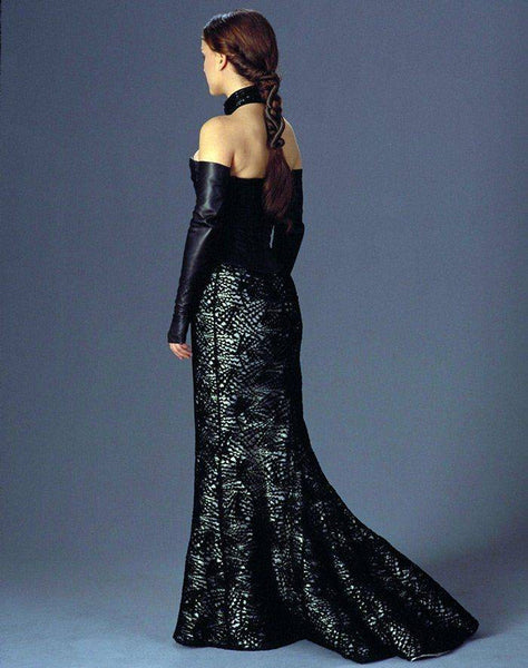 Padme Amidala Cosplay Costume Black Outfits Fireside Corset Gown Dinner Dress