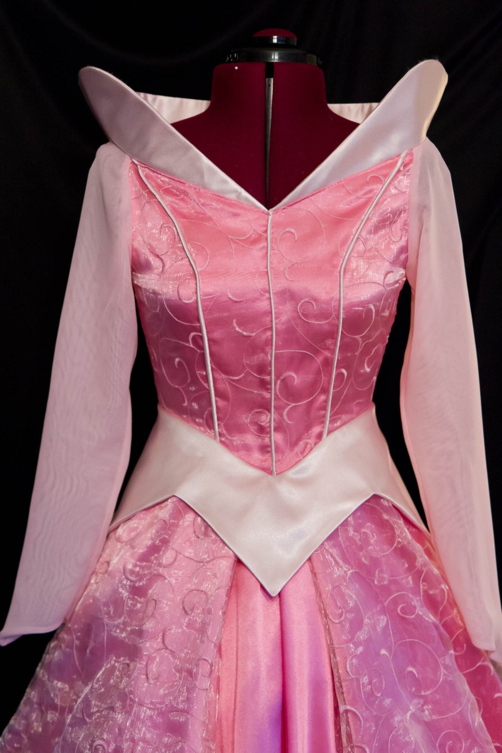 strapless open back dress Pink Swirls ADULT Sleeping Beauty Aurora Costume GOWN Custom Cosplay –  Mermaidcosplay