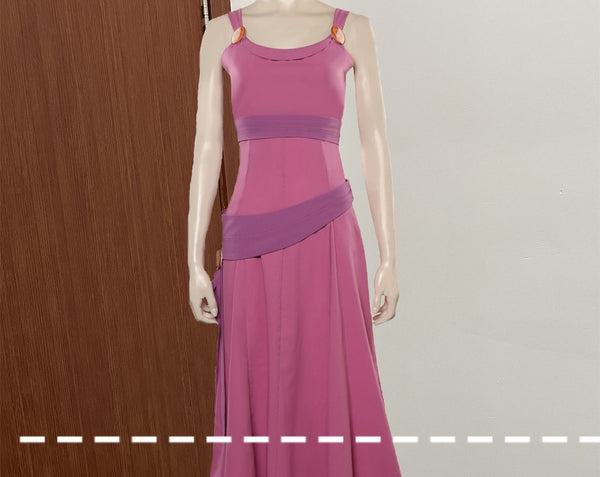 Princess Megara Cosplay Dress Halloween Cosplay Dress Women Cosplay Costume Pink Slip Dress Irregular Hem Dress