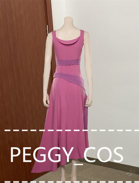 Princess Megara Cosplay Dress Halloween Cosplay Dress Women Cosplay Costume Pink Slip Dress Irregular Hem Dress