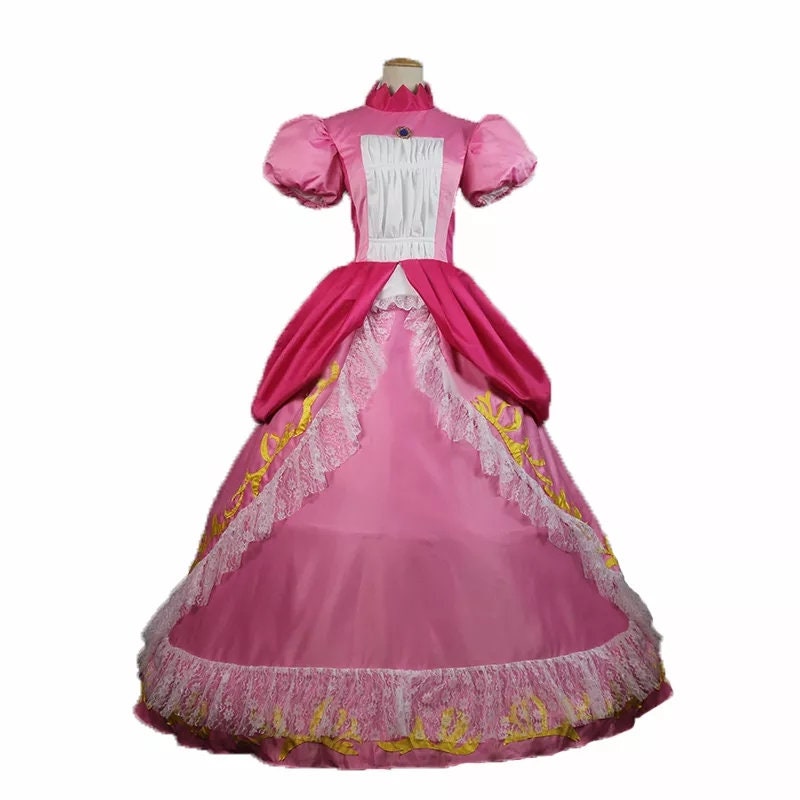 strapless open back dress Princess Peach Costume Dress – Mermaidcosplay