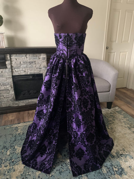 Purple Black Damask Taffeta  Dress
