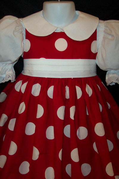 RED/white DOT Jumper Dress CUSTOM Size