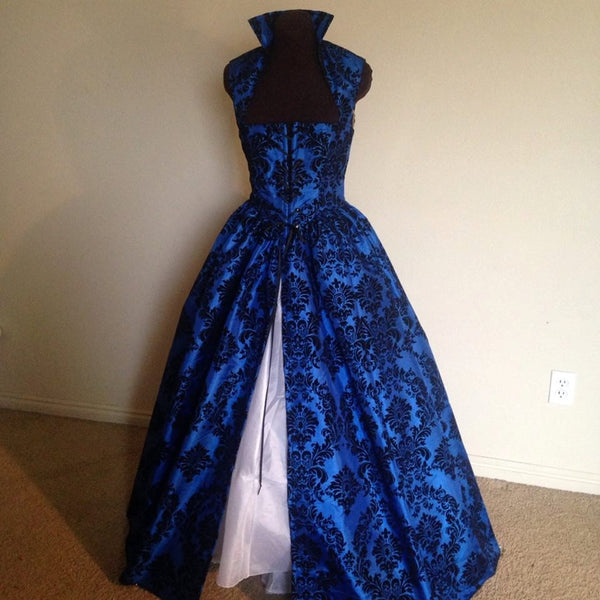 Royal Blue Red White Purple and Emerald Green BlaCk Fantasy Renaissance Over Gown Dress