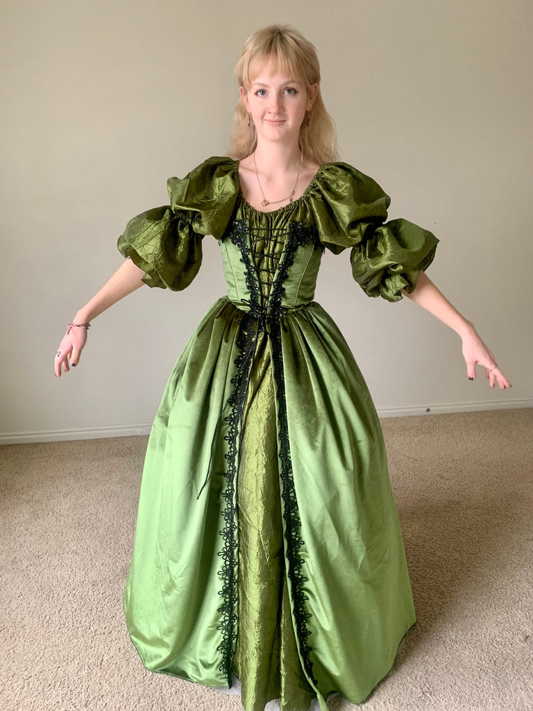 Moss Green Renaissance Wedding Gown Dress Mermaidcosplay Moss Green Renaissance Wedding Gown Dress Mermaidcosplay