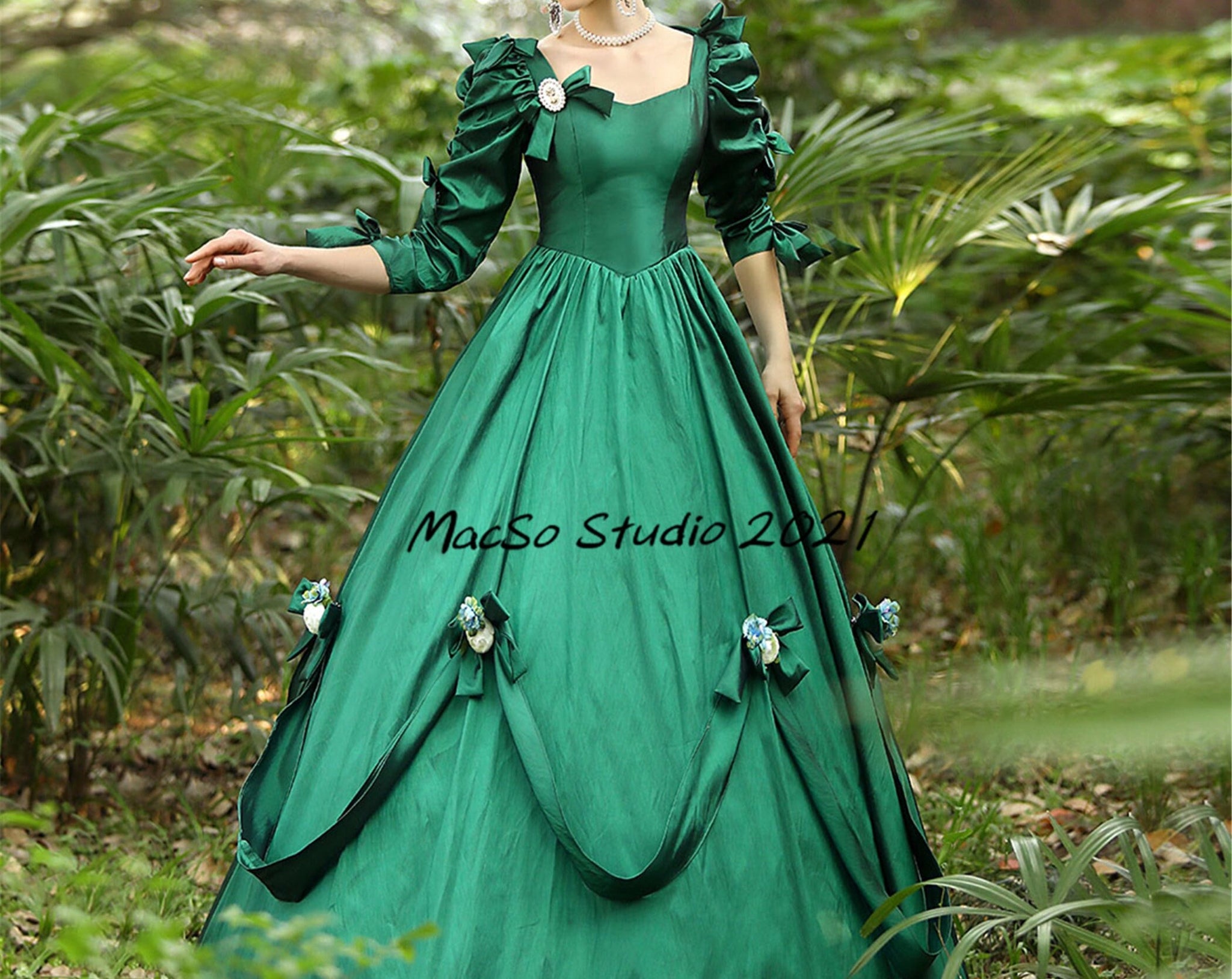 Rococo Dress Green 18th Century dress Court Gown princess dress women Mermaidcosplay