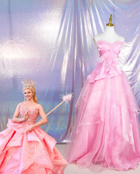 Pink Princess Ball Gown Cosplay Costume Fairy Tale Dress Adult Halloween Costume Elegant Party Dress Fantasy Princess Outfit Custom Size