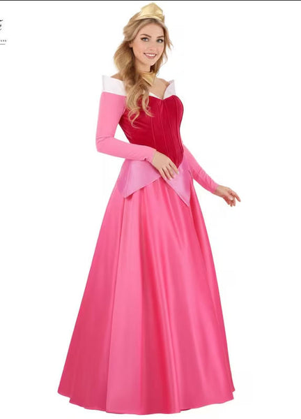 Women’s Disney Aurora Sleeping Beauty Costume Dress | Princess Pink Gown | Fairytale Cosplay Dress