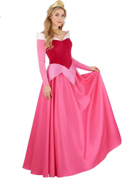 Women’s Disney Aurora Sleeping Beauty Costume Dress | Princess Pink Gown | Fairytale Cosplay Dress