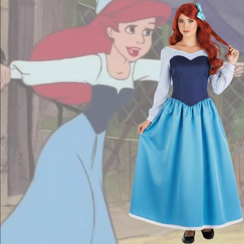 The Little Mermaid Ariel Princess Blue Dress Cosplay Costume