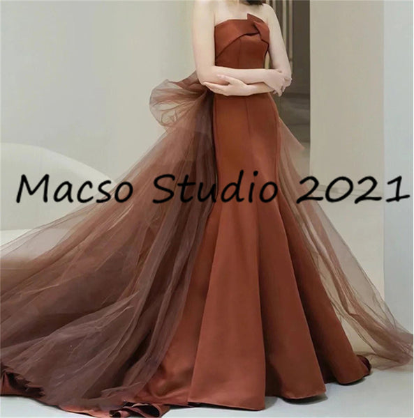 Small Fishtail Satin Dress Evening Prom Party Dress Women Wedding Dress Graduation Dress Prom Dress Birthday Gown Adult Ceremony Dress