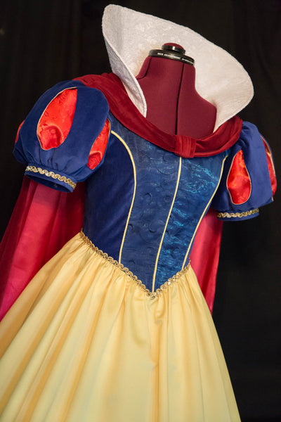 Exquisite DELUXE Adult Snow WHITE Teardrop Sleeve Gown/Cape/Bow Costume Custom Size