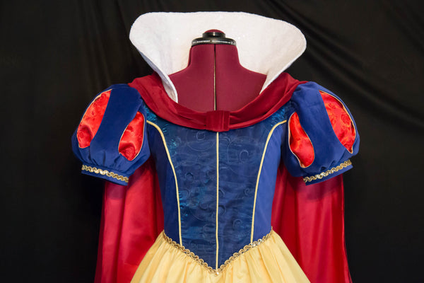 Exquisite DELUXE Adult Snow WHITE Teardrop Sleeve Gown/Cape/Bow Costume Custom Size